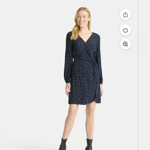 Time and Tru Women's Wrap Mini Dress In Rustic Blue Size Medium NWT
